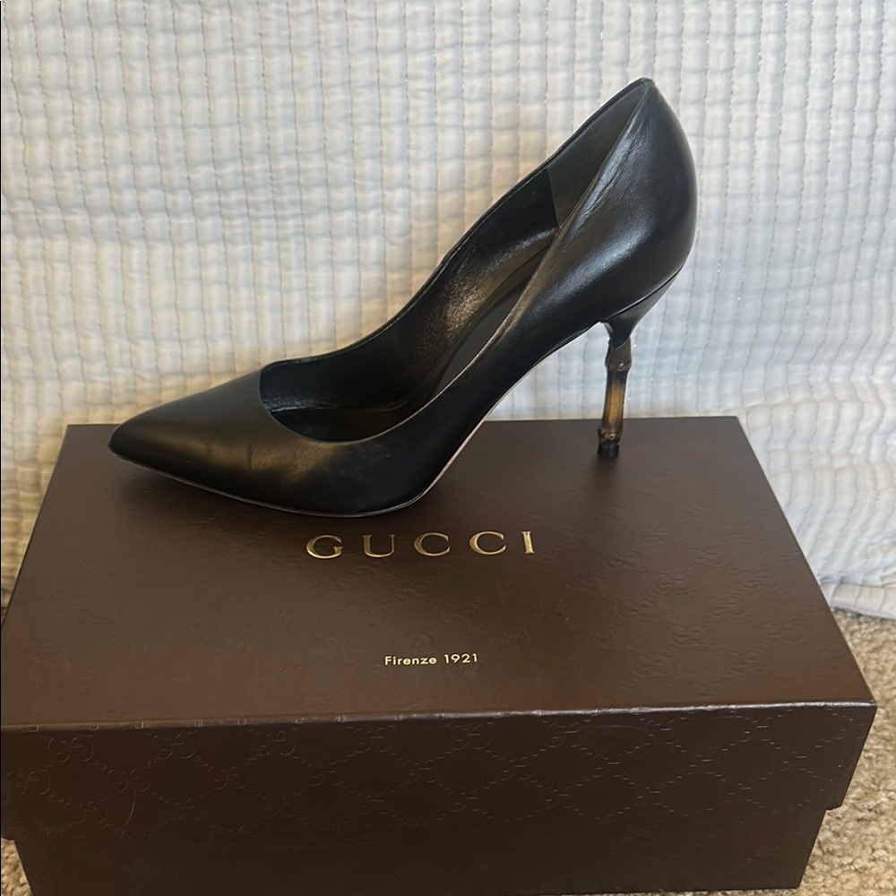 Gucci Black Leather Women's Heels